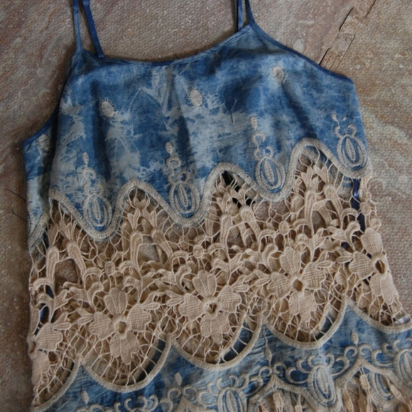 MAY & JULY Tie Dye Crochet Lace Top - Picture 2 of 6
